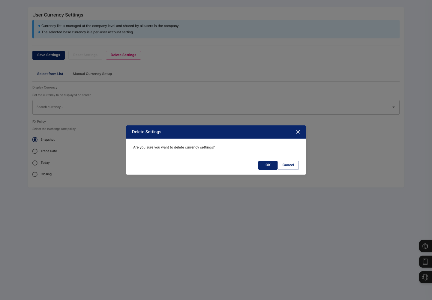 Delete confirmation